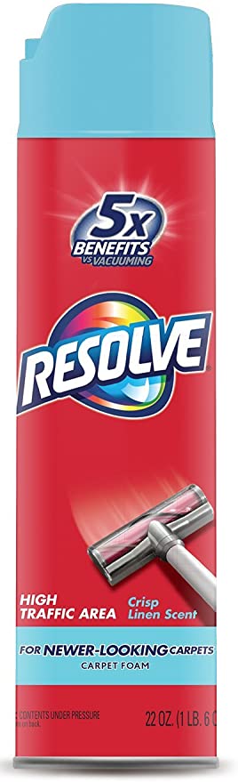 Resolve High Traffic Carpet Foam, Crisp Linen 22 oz Can, Cleans Freshens Softens & Removes Stains (Pack of 2)