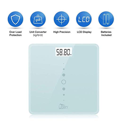 Digital Body Weight Scale High Precision Bathroom Scales with Step-On Technology, Backlight Display, Round Corner Design and 8MM Glass, 440lb/31st/200kg Capacity