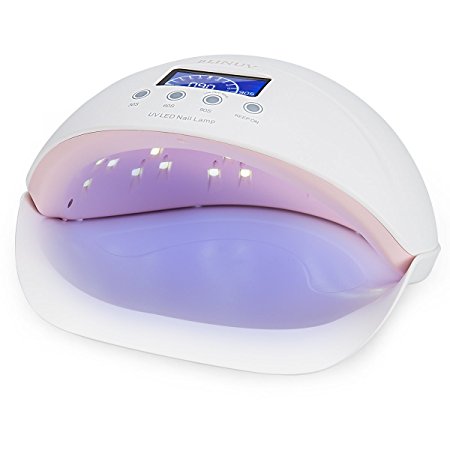 ZoiyTop 50W LED UV Nail Lamp professional Nail dryer for Gels Nail Polish with LCD Automatic Sensor (white with pink)