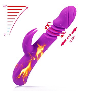 Personal Rabbit Massager - Waterproof Rechargeable for Back, Neck and Waist, 7 Speeds Dual Powerful Motor, Medical Silicone, Purple