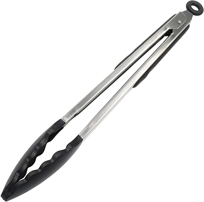 Chef Craft Premium Silicone Cooking Tongs, 12 inch, Black