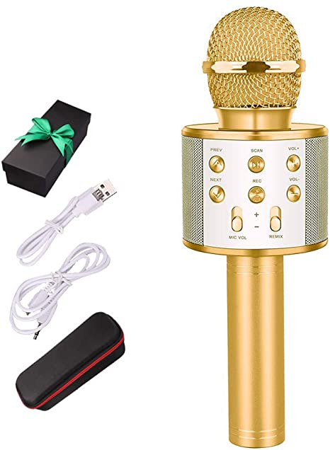 Karaoke Bluetooth Wireless Microphone 3 in 1 Portable Handheld Mic Speaker Machine for Company Meeting Family Kids Party - Compatible iPhone, Android, iPad, PC and all Smartphones