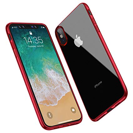 ANTTO Case for iPhone Xs Max, Clear Thin Protective Silicone Cover with Stylish Edge Transparent Soft TPU Phone Case for iPhone Xs Max 6.5 inch-Red