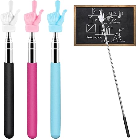 Retractable Pointer Finger,3 Pcs Telescopic Teachers Pointer Extendable Pointer Stick Mini Handheld Presentation Pointers for Elementary School Kindergarten Teacher, Classroom Supplies