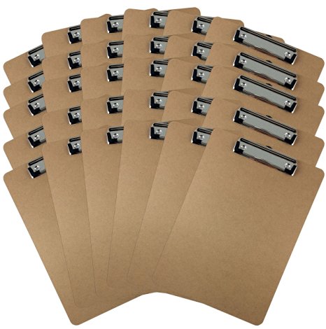 Trade Quest Letter Size Clipboard Low Profile Clip Hardboard (Pack of 30)