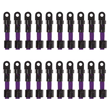Paracord Planet 20 Pack - Premium Nylon 6 Millimeter Bungee - Shock Cord Hooks - Screw Mounts - End Fittings for Kayaks, Canoes, and Boats