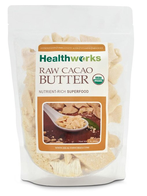 Healthworks Cacao Butter 16 oz Raw Organic USDA Certified 1 lb