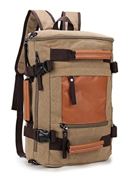 Weekend Shopper Canvas Camping Rucksack Vintage Backpack for Men and Women to Travel Hiking