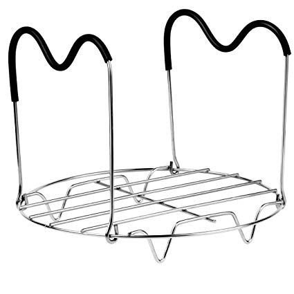 Steamer Rack Trivet with Handles Compatible with Instant Pot Accessories 6 or 8 Quart, Stainless Steel Steam Rack with Heat Resistat Handle
