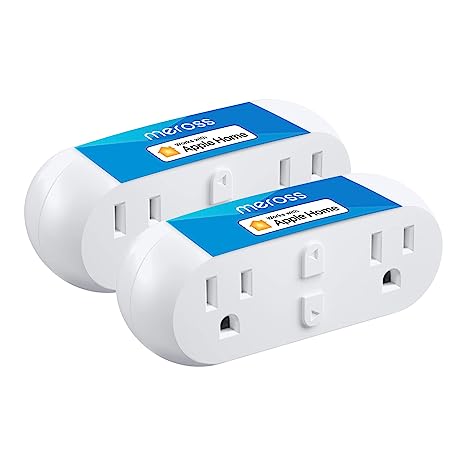 Meross WiFi Dual Smart Plug 15A Smart Outlet Supports Apple HomeKit, Siri, Alexa, Echo and SmartThings, 2 in 1, Voice & Remote Control, Timer, No Hub Required, 2.4G, 2 Pack