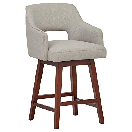 Rivet Malida Mid-Century Open Back Swivel Counter Stool, 37"H, Felt Grey