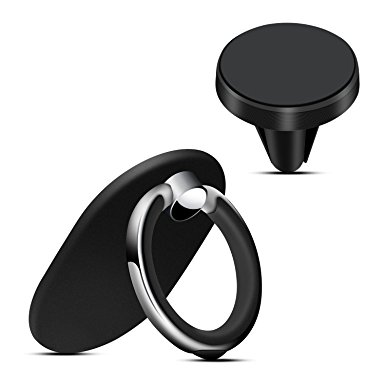 Cell Phone Finger Ring Stand,Choncyn 360 Degree Rotating Smartphone Ring Holder Finger Grip kickstand Universal Cell Phone Ring For Magnetic Car Phone Vent Mount (black3)