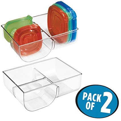 mDesign Food Storage Lid Organizer for Kitchen Cabinet, Pantry - Pack of 2, Clear