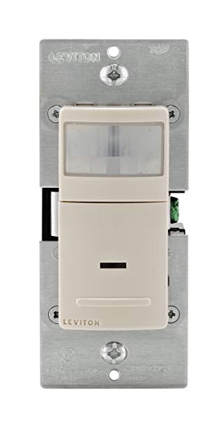 Leviton IPS02-1LT 150-Watt LED/CFL, 300-Watt Incandescent/Halogen Universal Motion Sensor, Light Almond