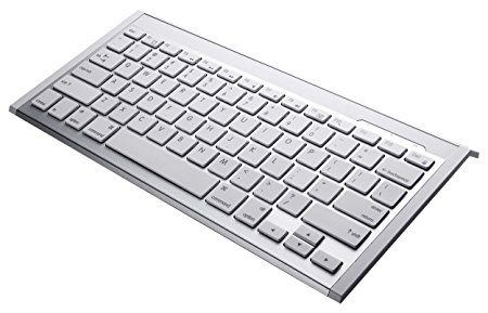 Perixx PERIBOARD-804II W, Wireless Bluetooth Keyboard - White/Silver - Compatible with iPad & iPhone - On/Off Switch - US English Layout