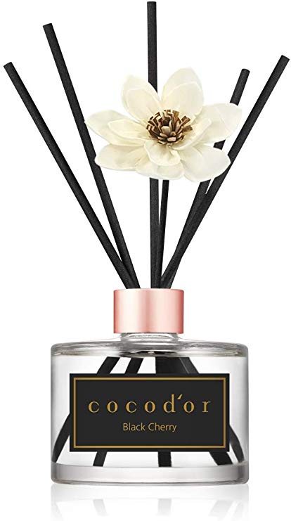 Cocod'or White Flower Reed Diffuser, Black Cherry Reed Diffuser, Reed Diffuser Set, Oil Diffuser & Reed Diffuser Sticks, Home Decor & Office Decor, Fragrance and Gifts, 6.7oz