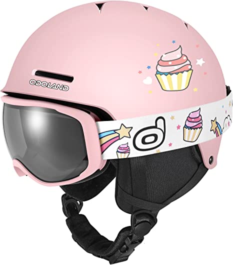 Odoland Kids Ski Helmet, Snow Helmet with Ski Goggles, Shockproof, Windproof, Safety Snow Sports Helmets and Protective Goggles for Boys Girls and Youth