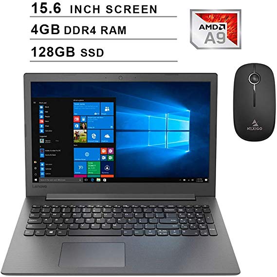 2020 Lenovo IdeaPad 130 15.6 Inch Laptop| AMD A9-9425 up to 3.70 GHz| 4GB DDR4 RAM| 128GB SSD| WiFi| Bluetooth| DVD| Windows 10 Home S   NexiGo Wireless Mouse