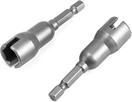 QWORK Wing Nut Driver, 2 Pack, Power Wing Nut Drill Bit Socket Tool with 1/4 Quick Connect Hex Shank, for Panel Wing Nuts, Screws Eye C Hook