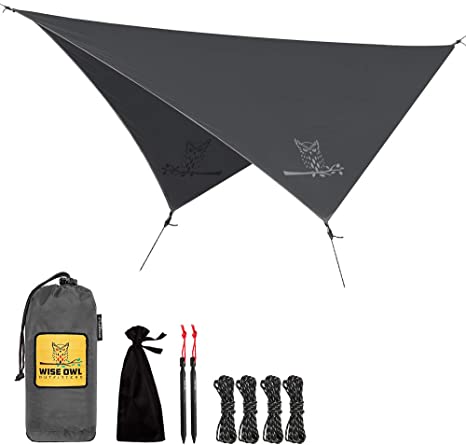 Wise Owl Outfitters Rain Fly Tarp – The WiseFly Premium 11 x 9 ft Waterproof Camping Shelter Canopy – Lightweight Easy Setup for Hammock or Tent Camp Gear – 6 Styles