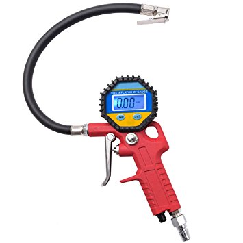 MICTUNING Portable Tire Inflator, Digital Tire Pressure Gauge with Lock-On Air Chuck - 150PSI, 10BAR, 1000KPA, 10KG/CM2