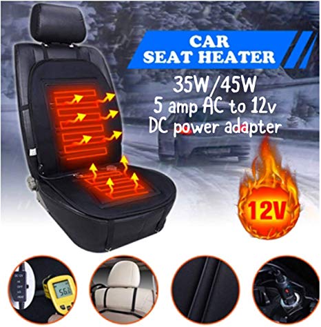 ADEPTNA Heated Car Seat Cushion 12V Heated Car Seat Cover with High Low Off Temperature Controller - Car Seat Warmer – Ideal for those Cold Winter Mornings