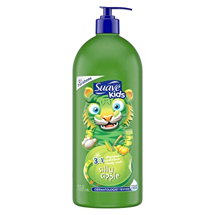 SUAVE HAIR Kids Silly Apple 3 In 1 Shampoo Conditioner Body Wash, 40 Ounce