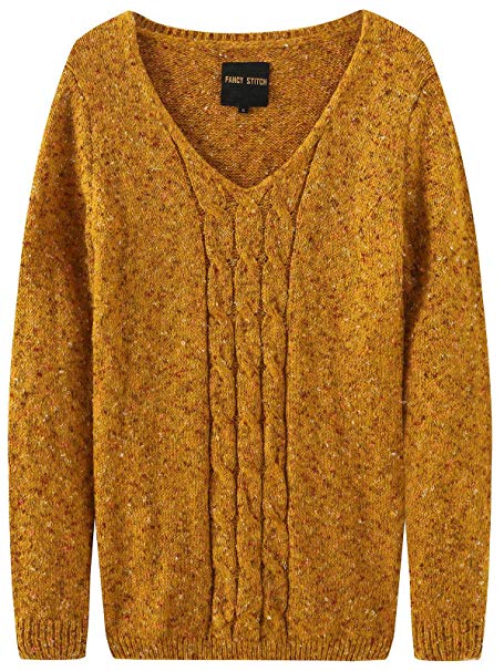 Fancy Stitch Women's Cable Knitted V-Neck Sweater Top