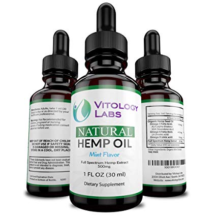 Full Spectrum 500MG Hemp Oil Extract Reduces Pain, Anxiety and Stress. Helps with Sleep, Mood, Skin, Hair, Anti Inflammatory & Joint Support Perfectly Balanced MCT Fatty Acids Omega 3 & 6