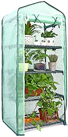 Ohuhu Mini Greenhouse, Small Plant Greenhouses, 4 Tier Rack Stands Portable Garden Green House for Outdoor & Indoor, 1.5 x 2.25 x 5.25 FT