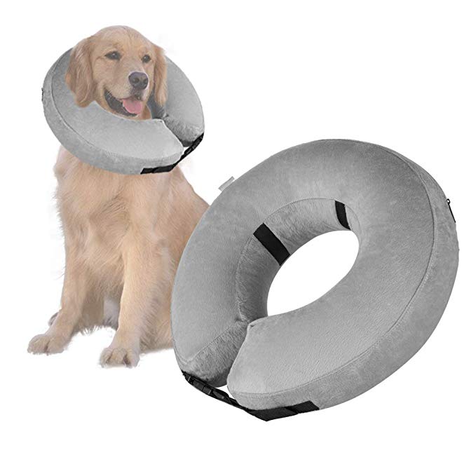 Toopify Soft Cone Collar for Large Dogs-Pet Protective Inflatable Recovery Collar Does Not Block Vision E-Collar(Large)