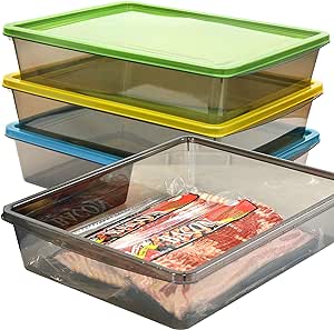 Youngever 3 Pack 1.3 Gallon Food Storage Containers, Plastic Bacon Containers, Meat Containers