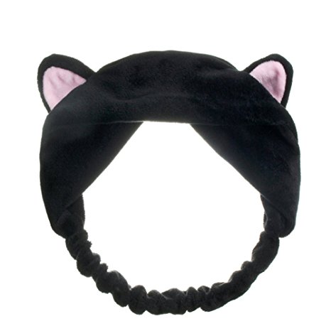 Bluelans Lovely Cat‘s Ear Hair Band Headband for Women Wash Face Makeup Running Sport (Black)