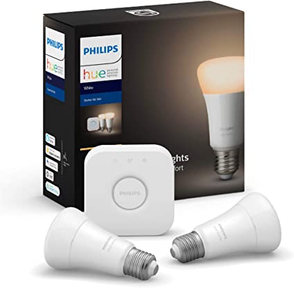 Philips Hue Edison Screw Bulbs E27 White LED Smart Bulb Starter Kit A60 (Compatible with Amazon Alexa, Apple HomeKit, and Google Assistant)