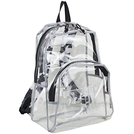 Eastsport Clear Backpack, Fully Transparent with Padded Straps, Clear/Gray Camo