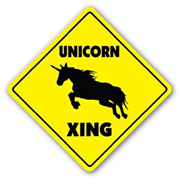 UNICORN CROSSING Sign xing fantasy collector gift collectible lover uni corn