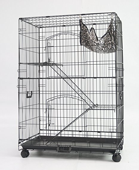 36" or 30" Homey Pet Black Wire Cat, Chinchilla, Ferret Cage w/ Tray and Casters