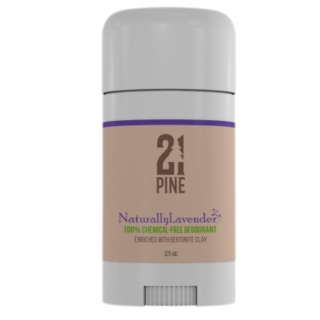 21 PINE Naturally Lavender 100% Chemical-Free & Aluminum-Free Deodorant Stick - Unisex - Vegan Friendly Formula