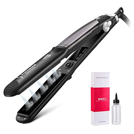Steam Hair Straightener Professional Vapor Flat Iron for Black Hair - Salon Straightening 1.25inch Ceramic Tourmaline for Dry&Wet Hair, ETL Approval