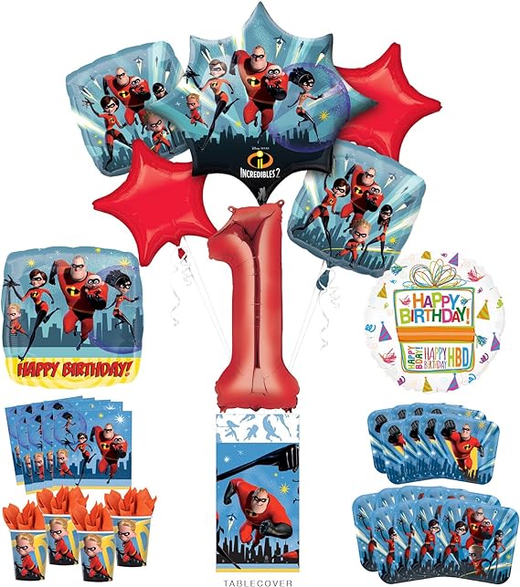 Incredibles Party Supplies 8 Guests 1st Birthday Balloon Bouquet Decorations