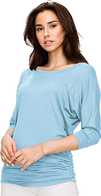 LL Womens 3/4 Sleeve with Drape Top - Made in USA