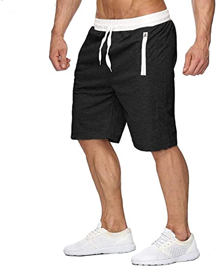 CARWORNIC Men's Athletic Workout Shorts Lightweight Bodybuilding Gym Running Basketball Shorts with Zipper Pockets