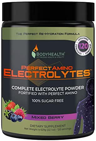 PerfectAmino Electrolytes - Mixed Berry Flavor (120 Servings): Complete Electrolyte Powder with Perfect Amino, Sugar Free