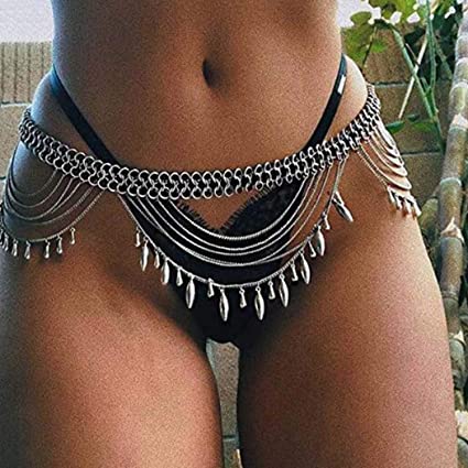 Victray Sequins Belly Waist Chain Beach Body Chains Fashion Waist Jewelry Nightclub Body Accessory for Women and Girls (Gold)