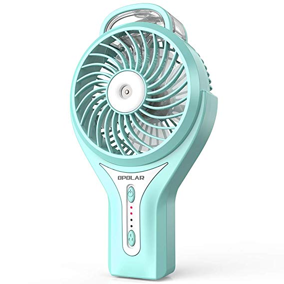 OPOLAR Handheld Misting Fan, USB Rechargeable Battery Operated Fan, 3 Settings, Water Spray Fan, Mini Portable Fan, Humidifier Mister Fan, 2200mAh Battery, for Travel and Camping