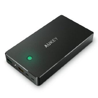 Quick Charge 2.0 AUKEY 20000mAh Power Bank Portable Charger with Lightning Input for Samsung Galaxy S7/S6/Edge, LG G5, iPhone, iPad, Nexus 6P & More