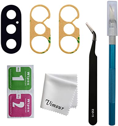 Vimour OEM Original Back Rear Camera Glass Lens Replacement with Adhesive and Repair Toolkit for iPhone X 5.8 inches