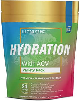 Hydration Powder Packets - Variety Pack | Electrolyte & Recovery Drink Mix | with ACV & Vitamin C | 24 Stick Packs - by Essential elements