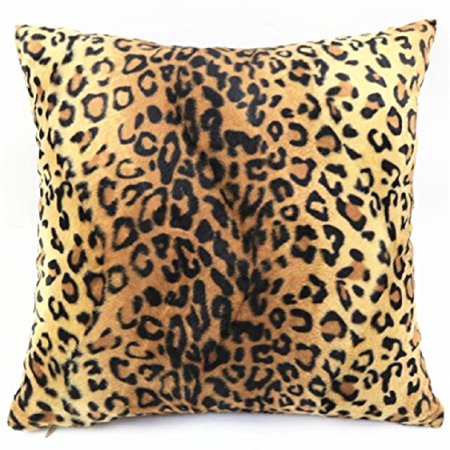Ikevan Animal Zebra Leopard Print Plush Pillowcase Sofa Waist Throw Cushion Cover Pillow Case Home Decor (18" x 18") (B)