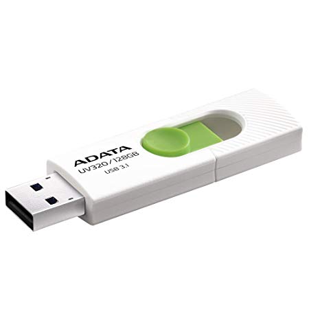 ADATA UV320 USB 3.1 16 GB Quick Slide Capless Flash Drive White (AUV320-16G-RWHGN)